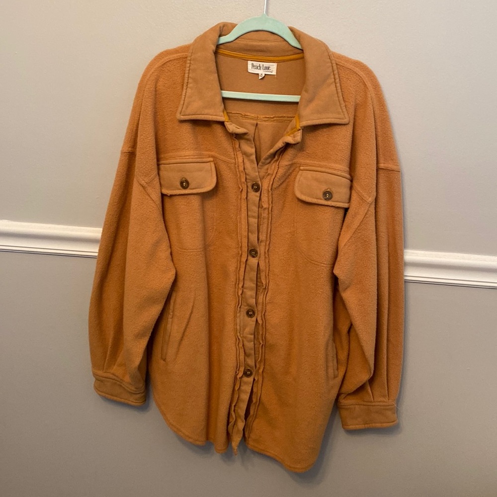 Oversized Shacket with full button front and pockets